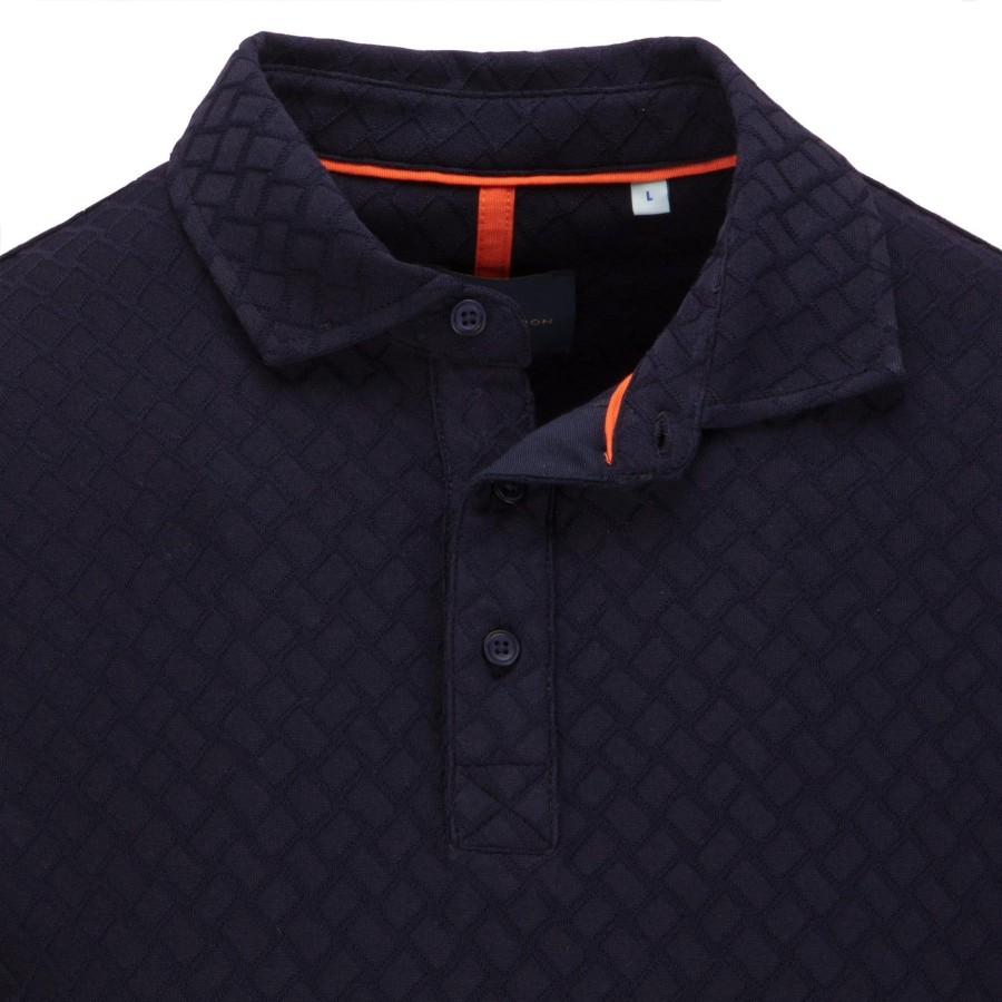 Guide London | Offset Rectangular Geometric Jacquard Button Polo