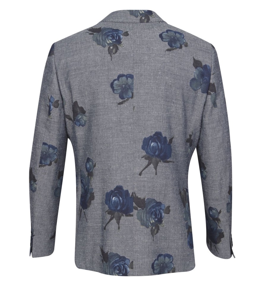 Guide London | Bold Floral Print Blazer Navy