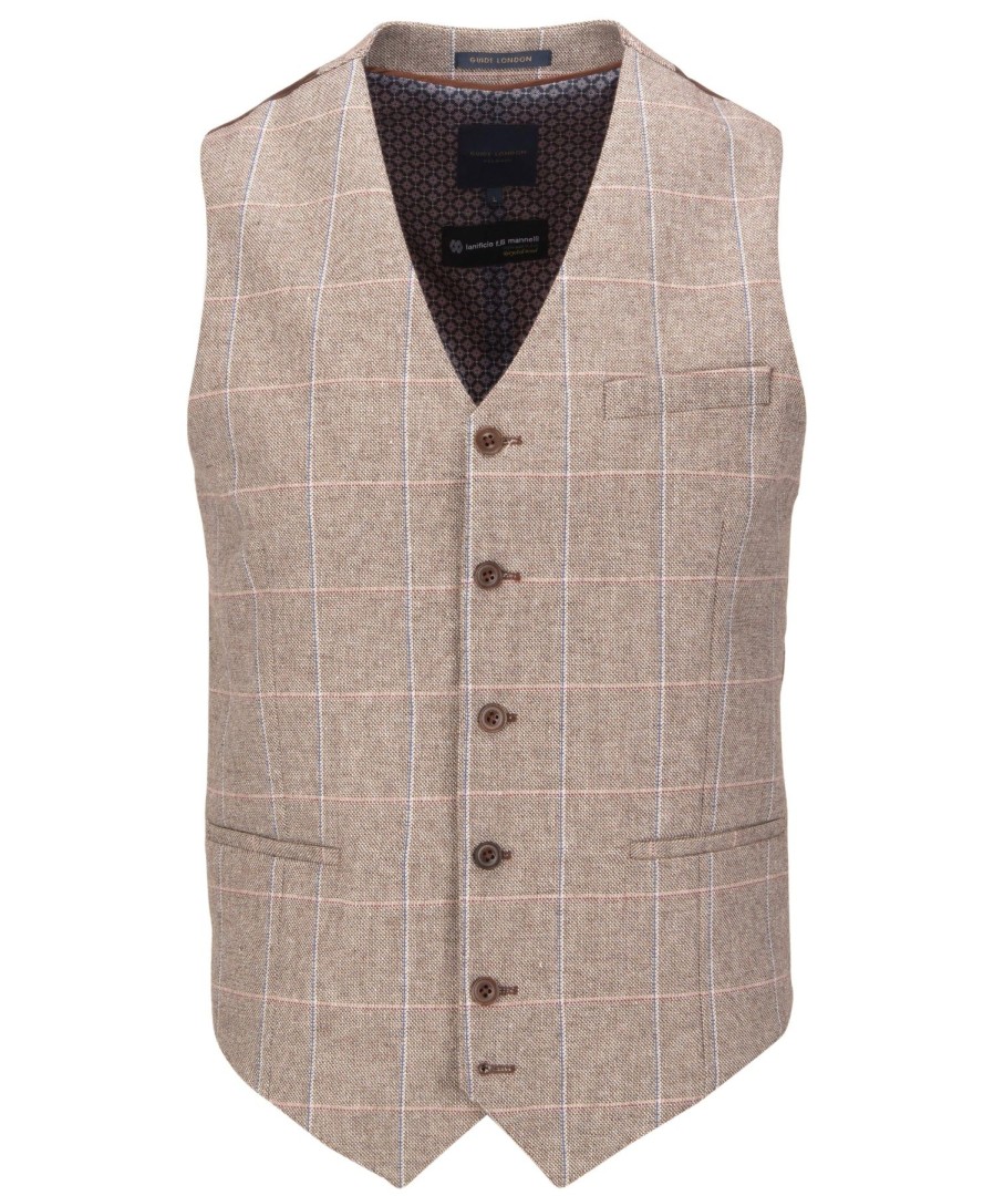 Guide London | Checked Waistcoat Tan