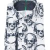 Guide London | Long Sleeve Retro Headphone Skull Print Shirt White/Navy