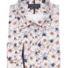 Guide London | Long Sleeve Stencilled Floral Print Shirt Tan/Navy