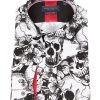 Guide London | Long Sleeve Large Scale Skulls And Flowers Print Shirt Black/White