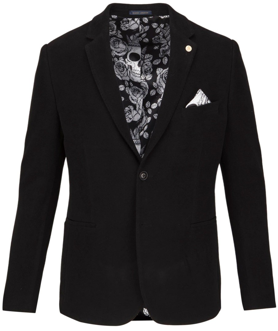 Guide London | Single Breasted Velvet Blazer Black