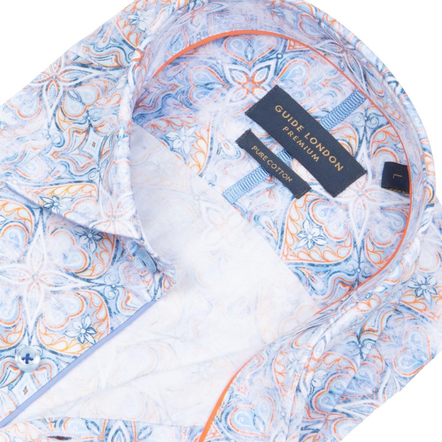 Guide London | Long Sleeve Faded Tile Effect Print Blue