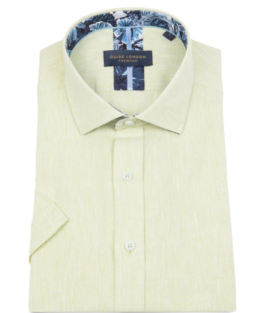 Guide London | Short Sleeve Linen Cotton Blend Shirt