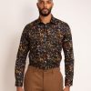 Guide London | Long Sleeve Autumn Leaves Print Shirt Multi