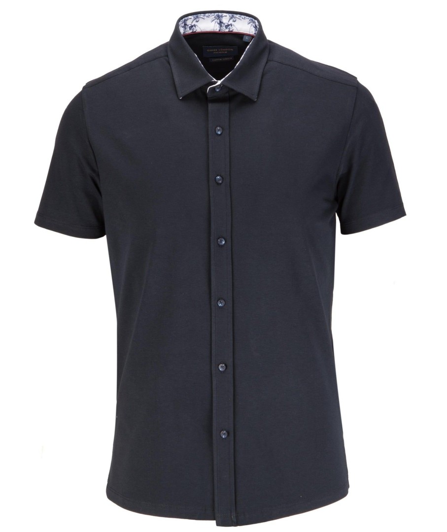 Guide London | Short Sleeve Cotton Stretch Jersey Shirt