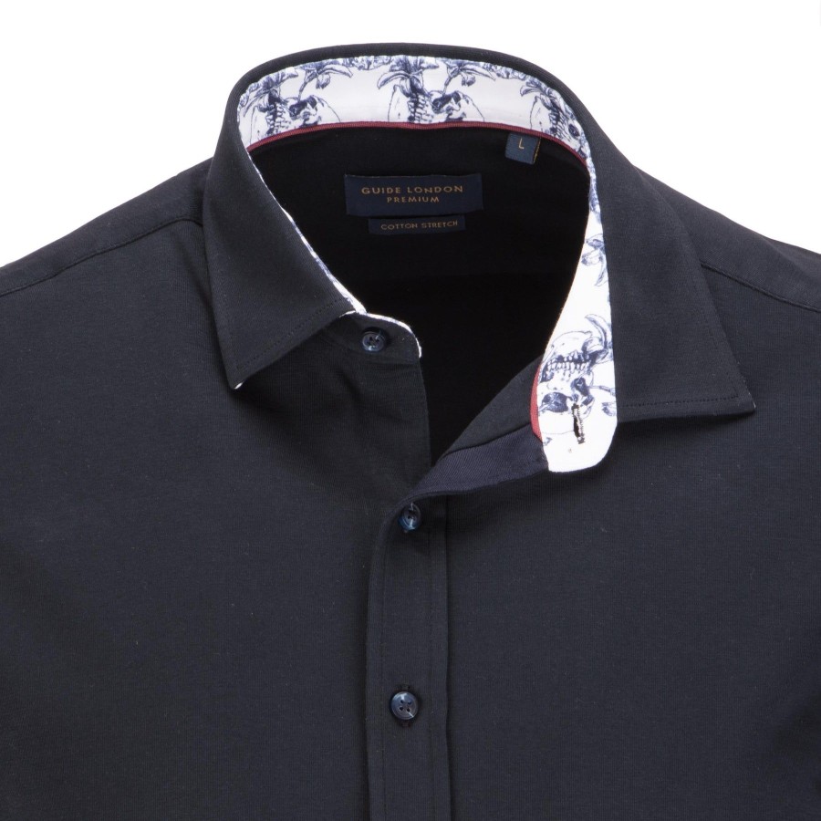 Guide London | Short Sleeve Cotton Stretch Jersey Shirt