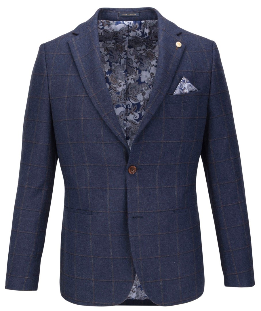 Guide London | Check Wool Blend Blazer Blue