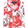 Guide London | Long Sleeve Bold Flower And Leaf Shirt White/Red