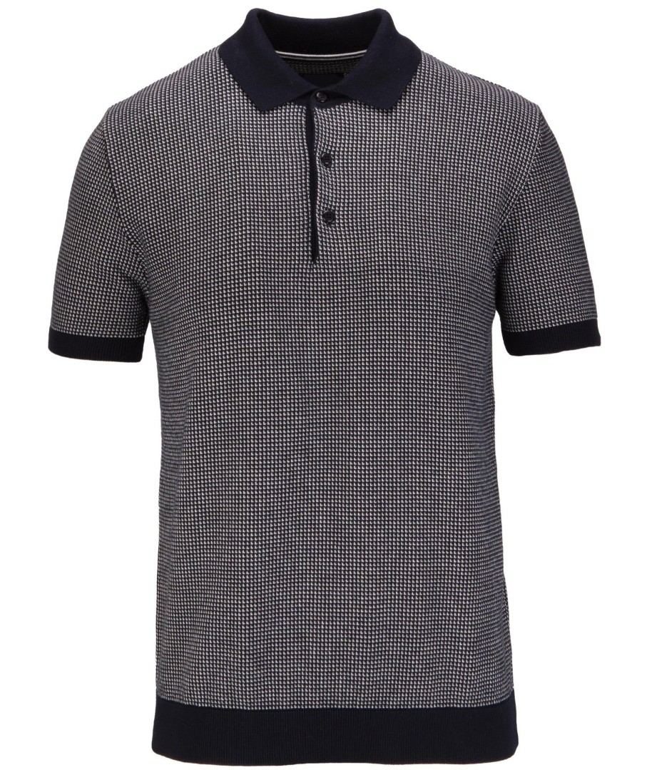 Guide London | Short Sleeve Knitted 2 Colour Jacquard Polo