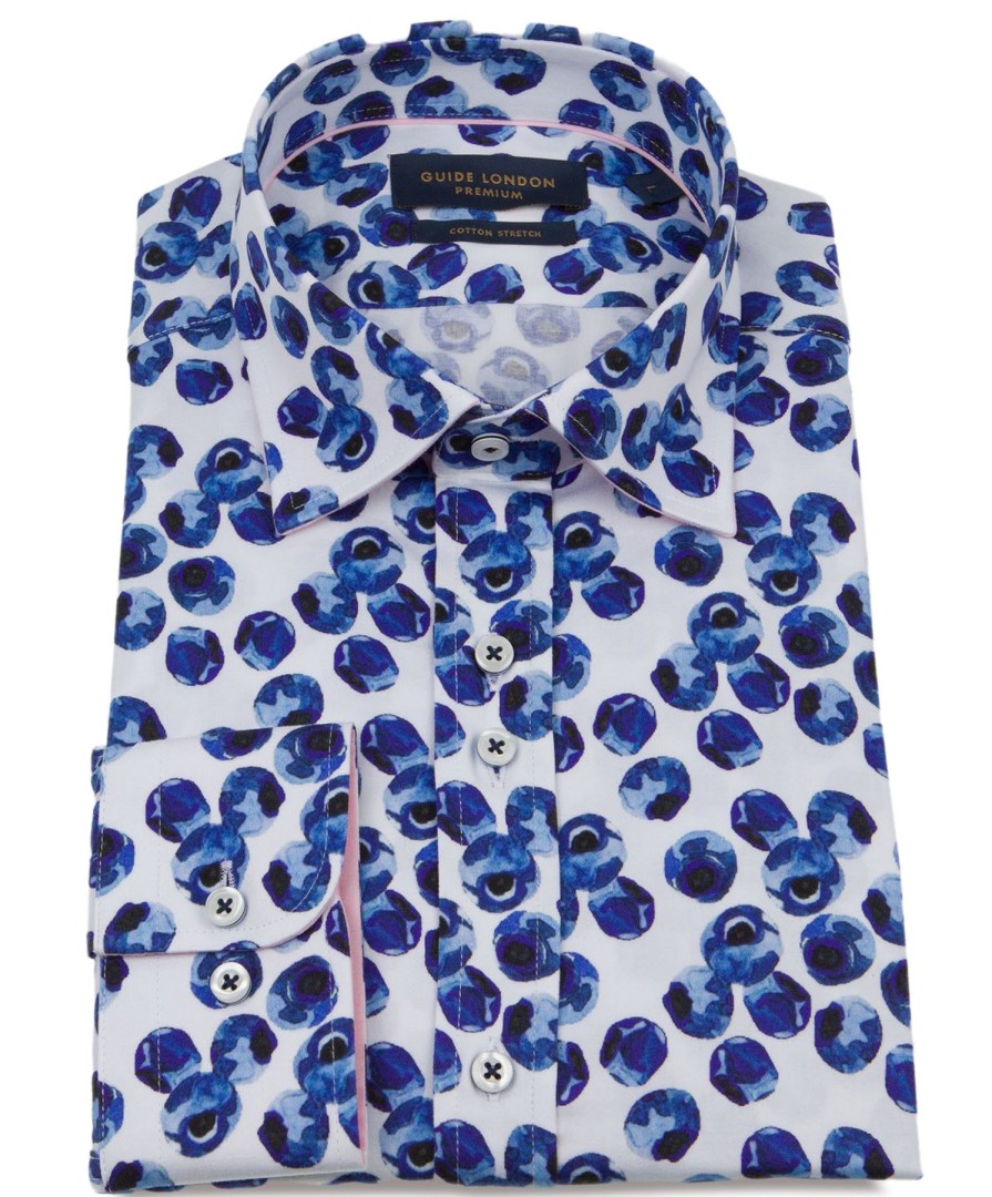 Guide London | Bluberry Print Long Sleeve Shirt Blue