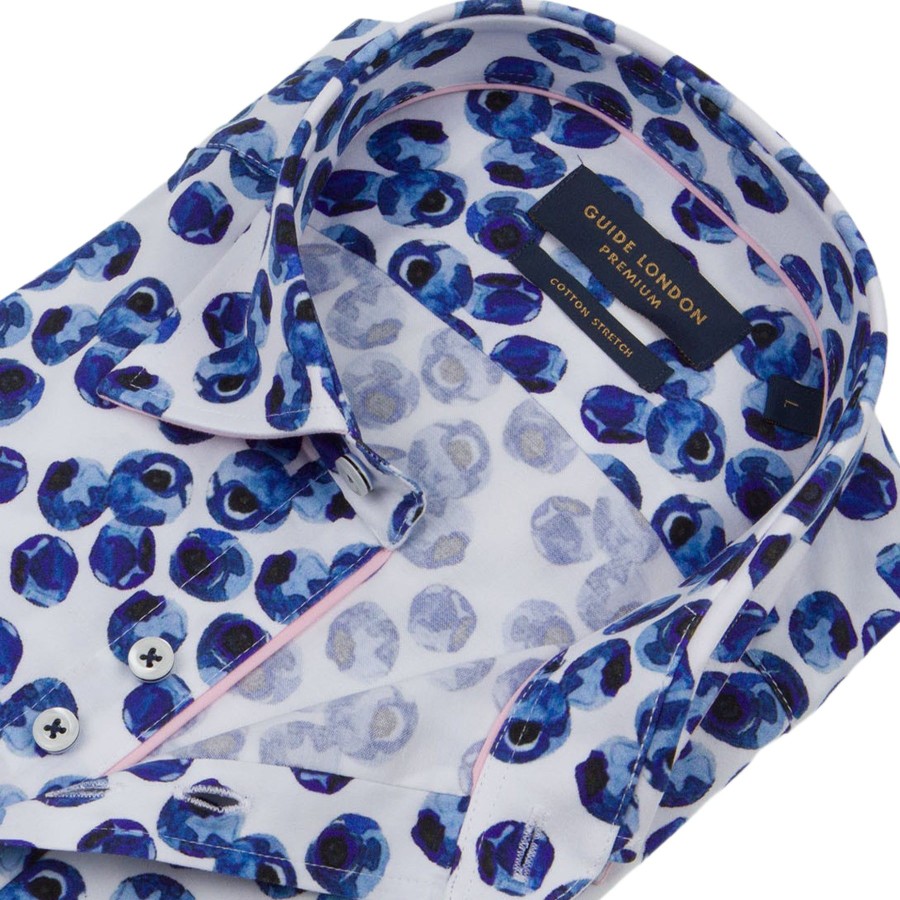 Guide London | Bluberry Print Long Sleeve Shirt Blue