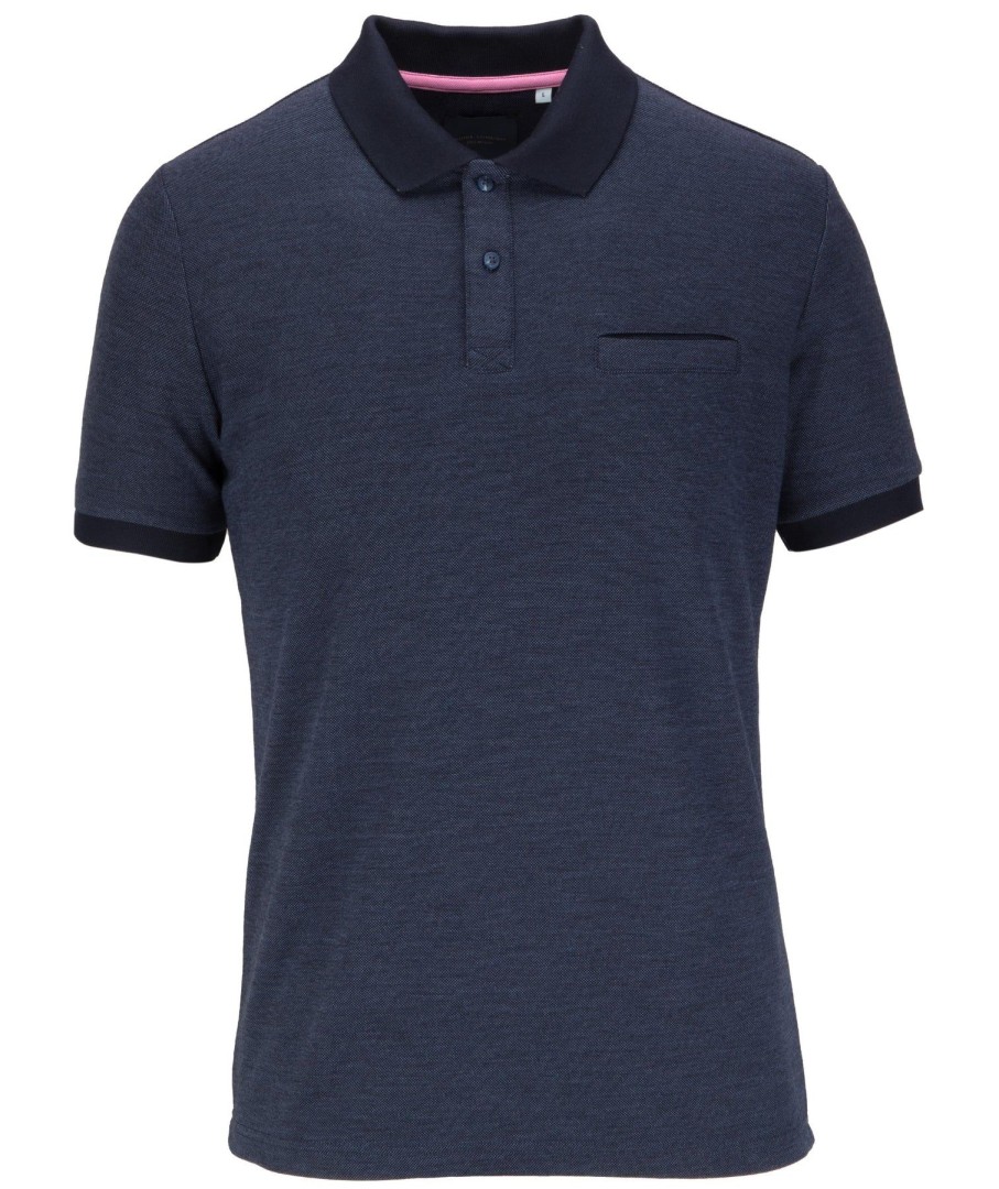 Guide London | Hidden Skull Print Smart Polo Blue