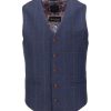 Guide London | Navy Checked Waistcoat Blue