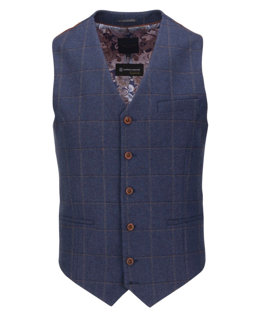 Guide London | Navy Checked Waistcoat Blue