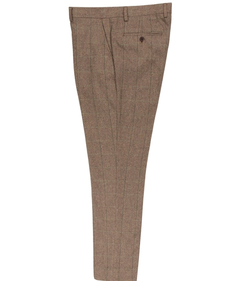 Guide London | Tweed Checked Trousers Tan