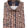 Guide London | Long Sleeve Bright Print Shirt Navy/Orange