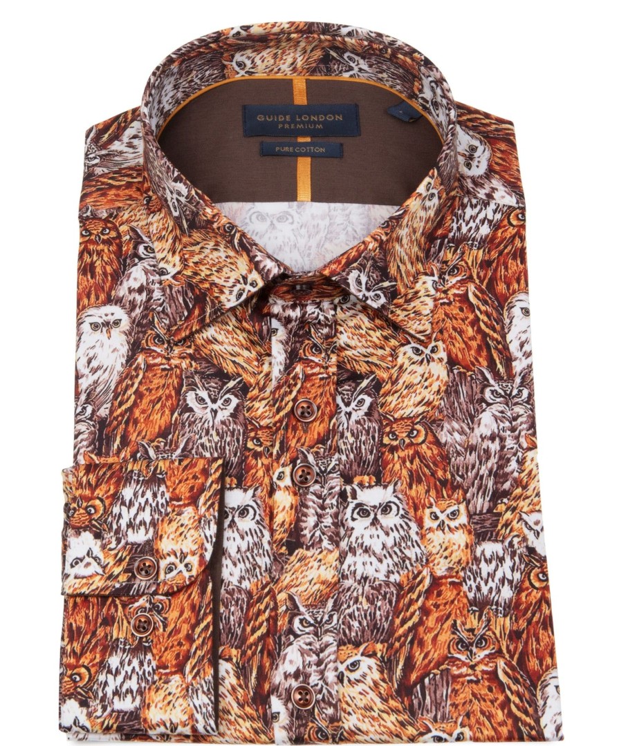 Guide London | Owl Long Sleeve Cotton Shirt Multi