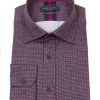 Guide London | Long Sleeve Mini Circle Print Shirt Navy/Burgundy