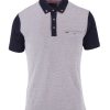 Guide London | Contrast Sleeve Jacquard Polo White/Navy