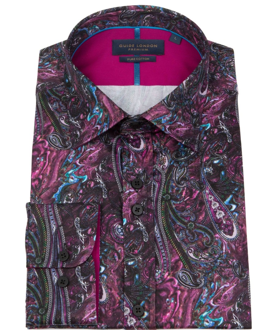 Guide London | Long Sleeve Psychedelic Paisley Print Shirt Multi