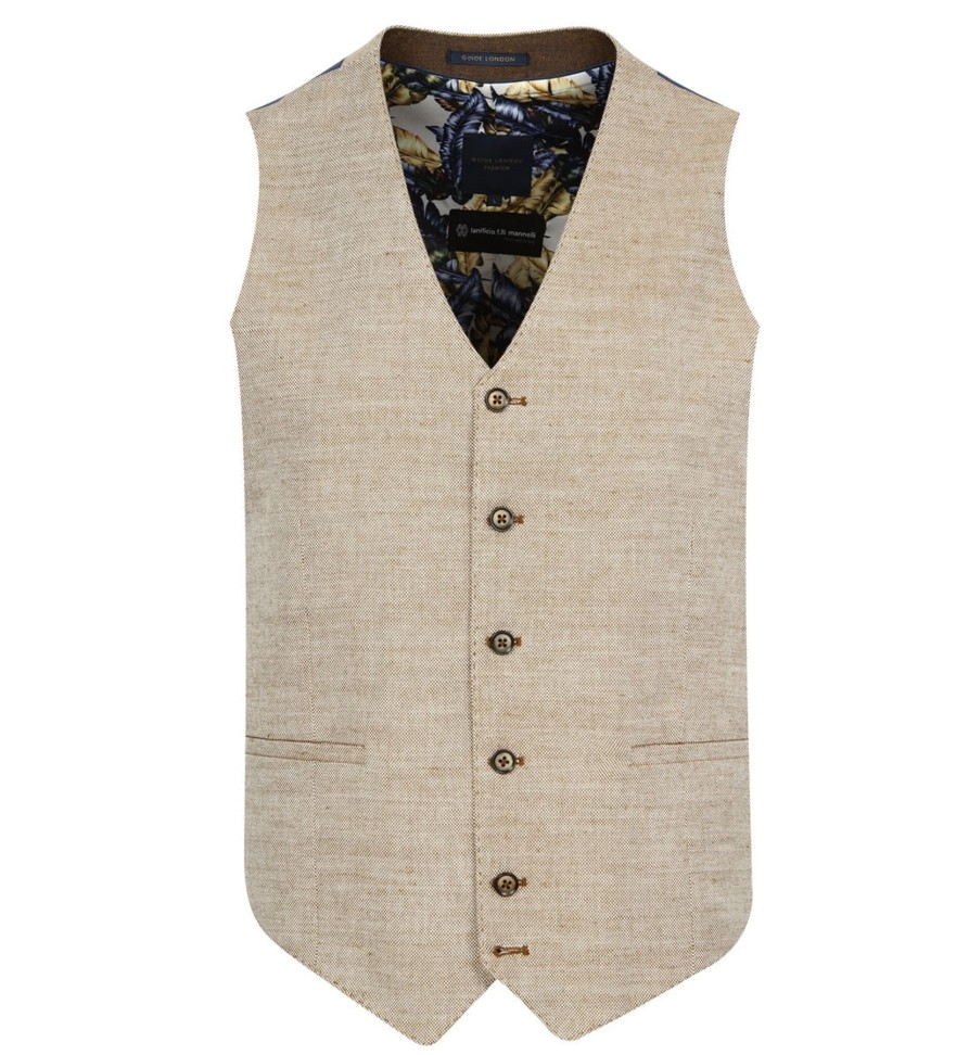 Guide London | Summer Linen Blend Waistcoat Sand