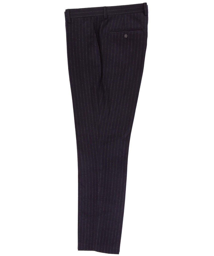 Guide London | Brushed Tweed Wool Blend Trouser Navy