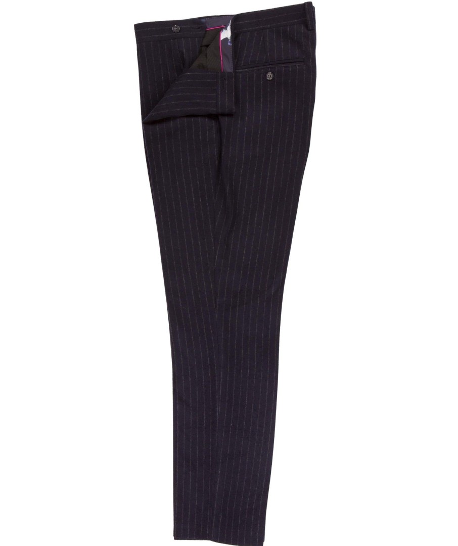 Guide London | Brushed Tweed Wool Blend Trouser Navy