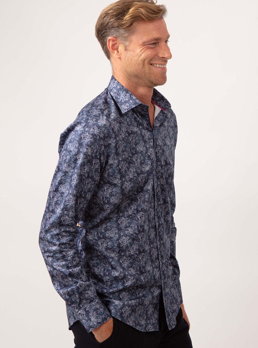 Guide London | Skull Pattern Long Sleeve Shirt Blue